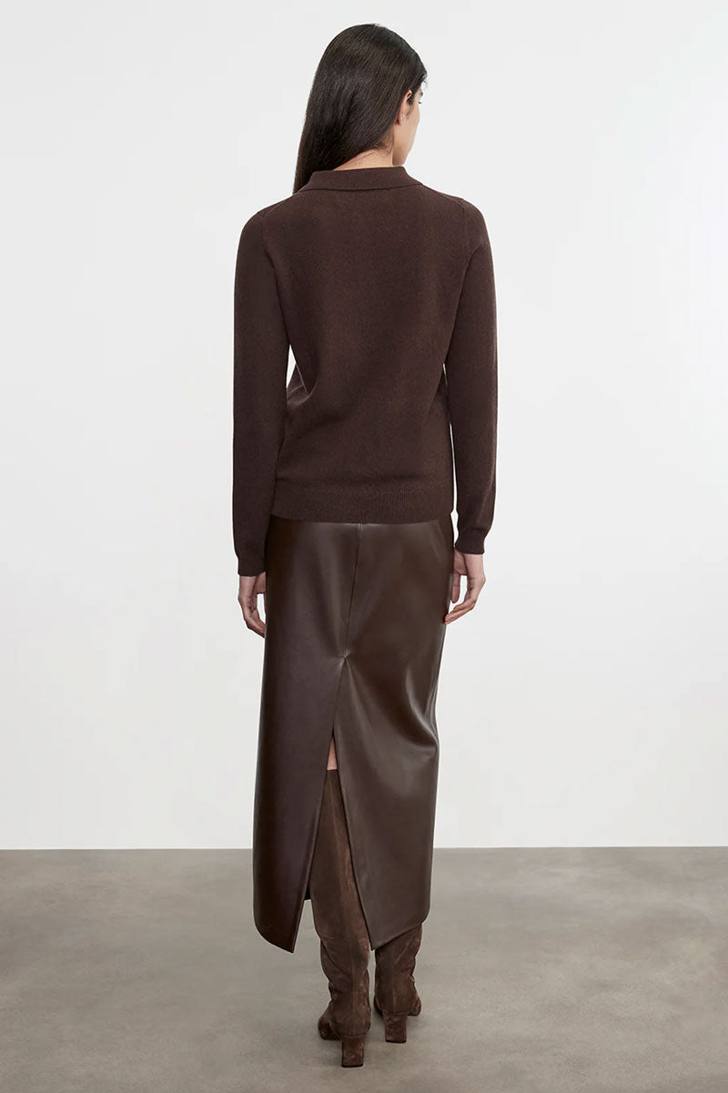 Knit Cashmere Polo Sweater - Dark Brown
