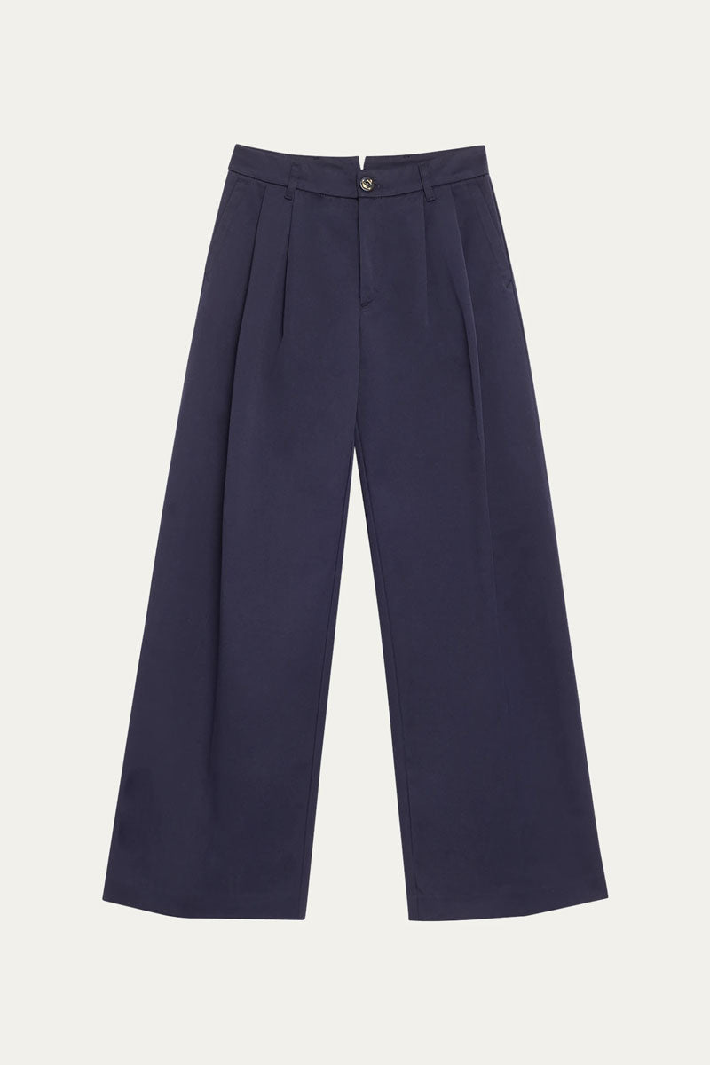 Double Pleated Pants - Navy