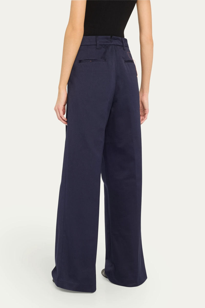 Double Pleated Pants - Navy