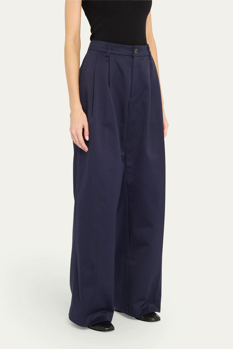 Double Pleated Pants - Navy