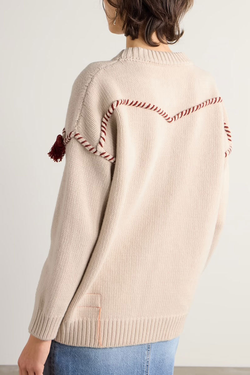 Tasseled Cashmere Pullover - Beige