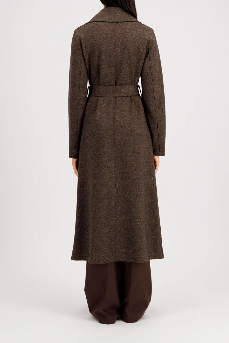 Long Maxi Coat Donegal - Dark Brown