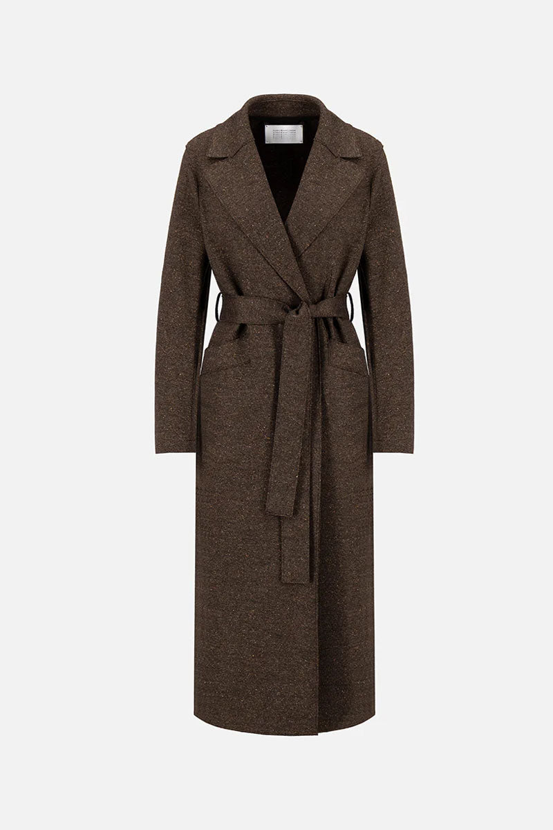 Long Maxi Coat Donegal - Dark Brown