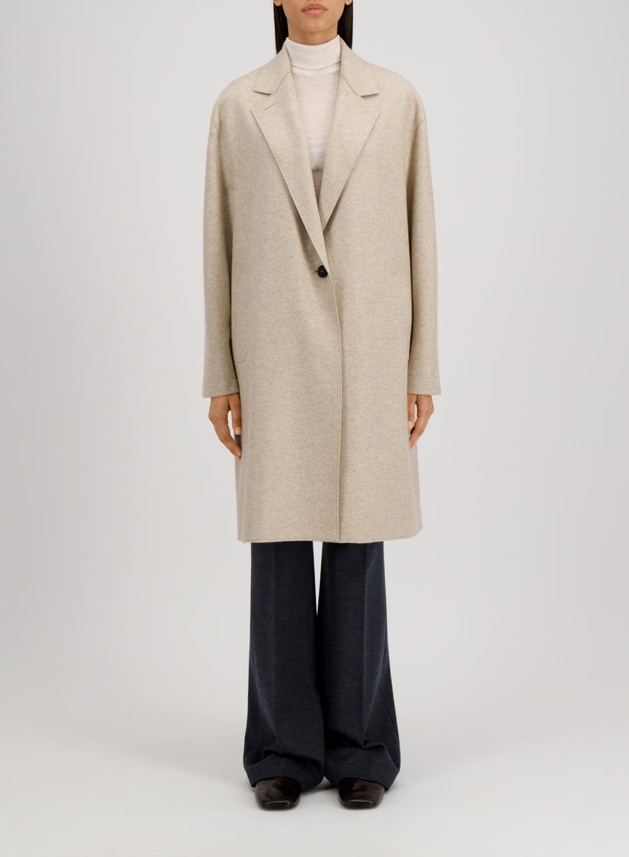 Oversized Coat Flannel Cashmere w/ Loro Piana Fabric - Almond