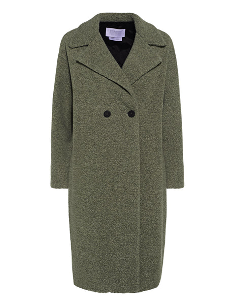 Dropped Shoulder D.B. Coat Boucle - Moss Green - 40