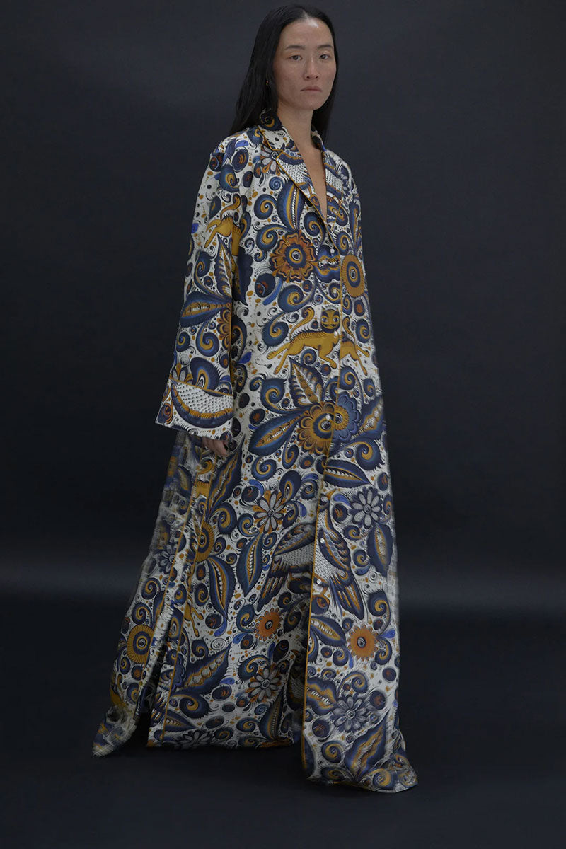 Jose de Jesus Alvarez Dress - Blue/Ochre Multi Print