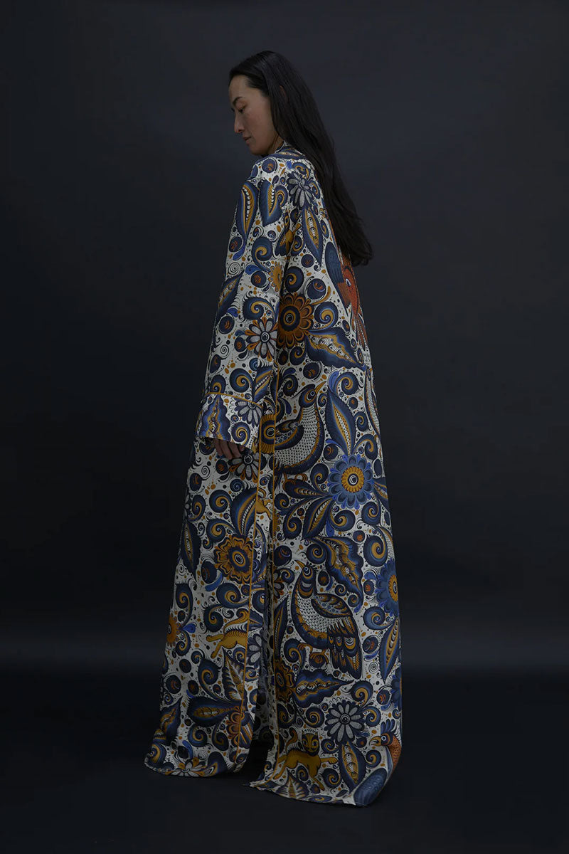 Jose de Jesus Alvarez Dress - Blue/Ochre Multi Print