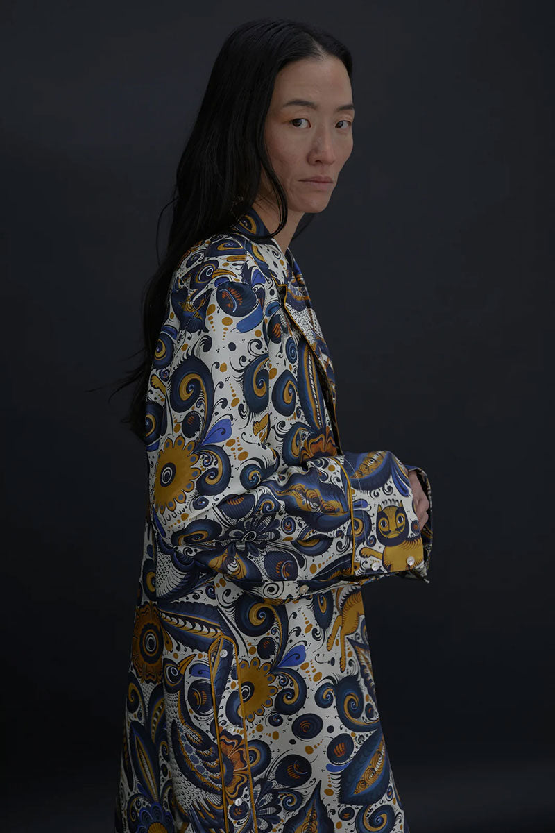 Jose de Jesus Alvarez Dress - Blue/Ochre Multi Print