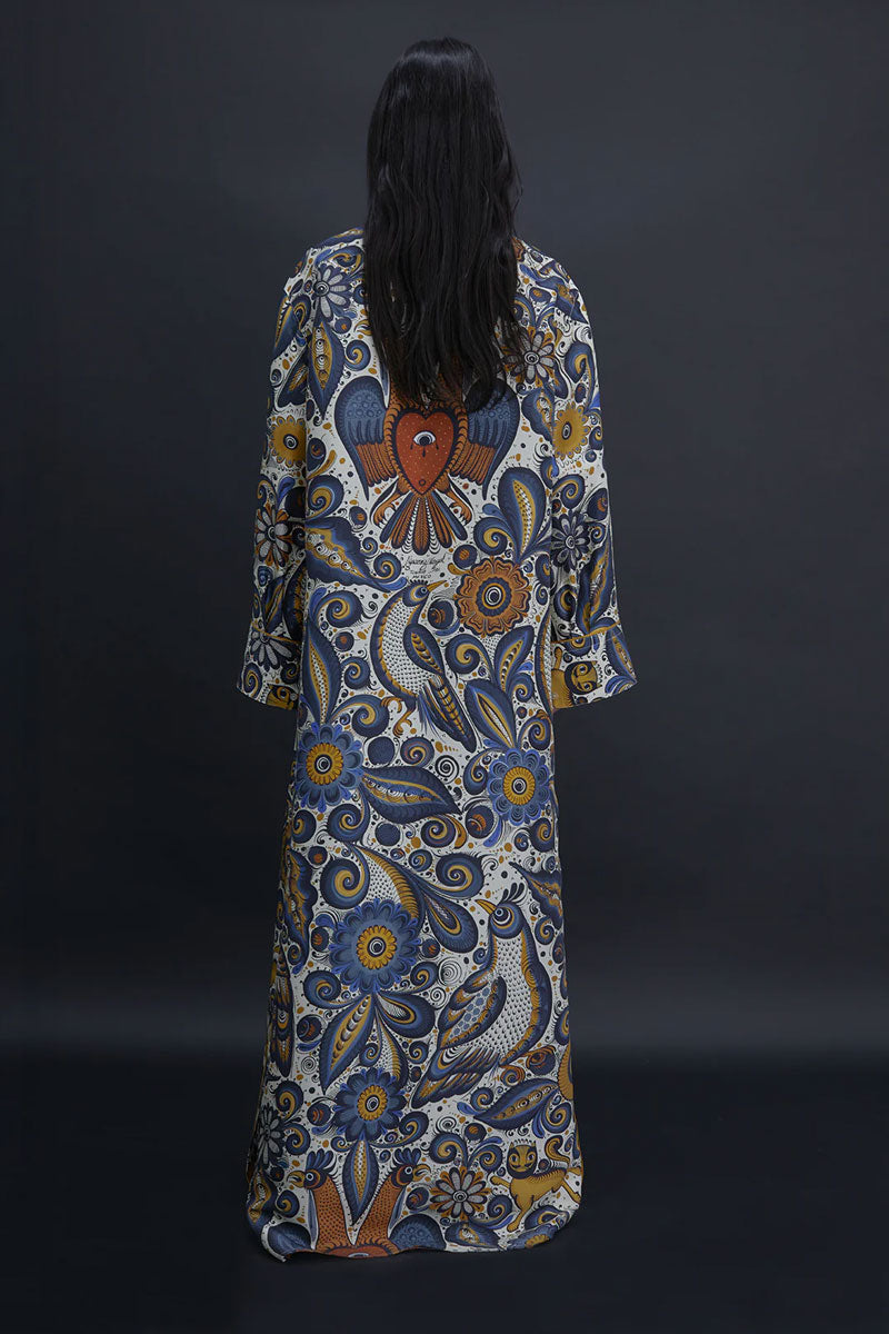 Jose de Jesus Alvarez Dress - Blue/Ochre Multi Print