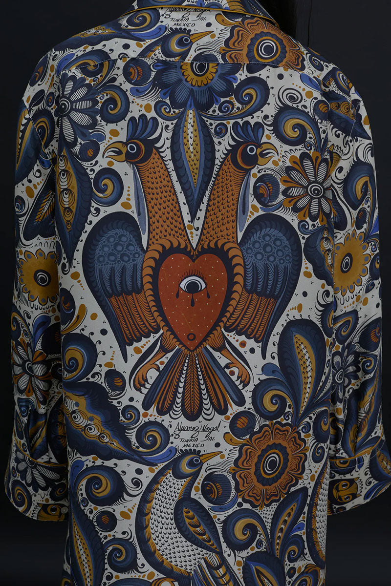Jose de Jesus Alvarez Dress - Blue/Ochre Multi Print