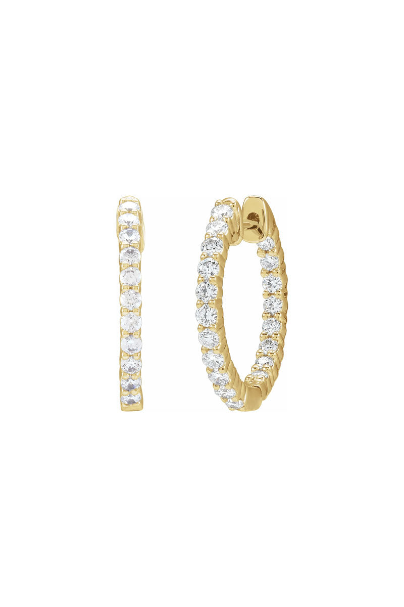 Inside Out Diamond Hoops - 14k Yellow Gold