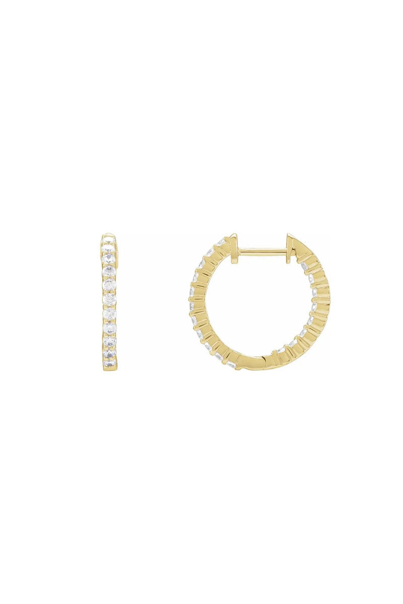 Inside Out Diamond Hoops - 14k Yellow Gold