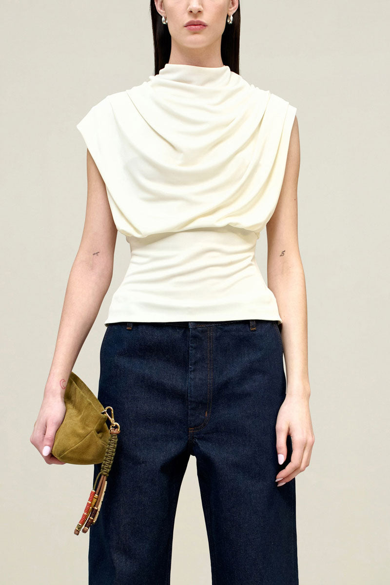 Jocelyn Draped Top - Meringue