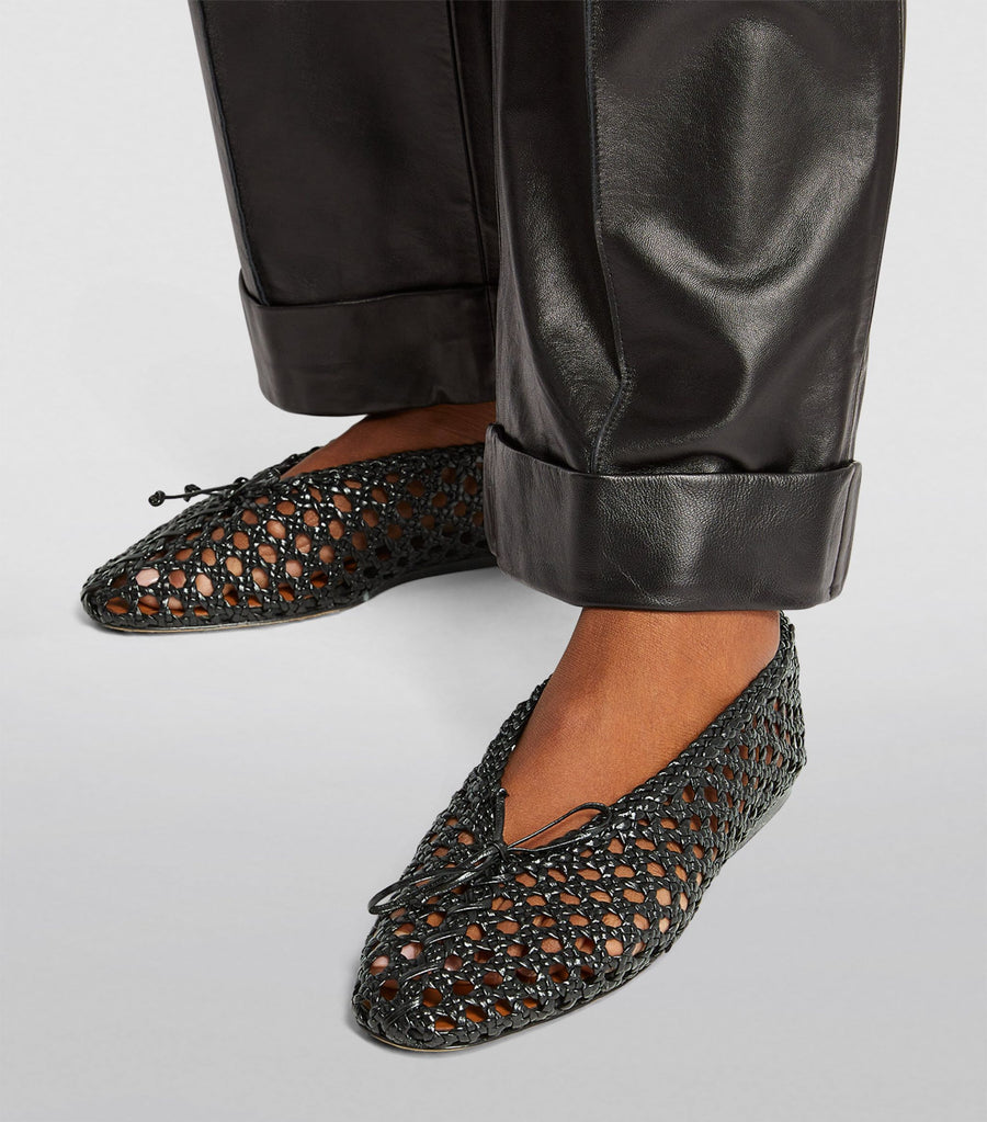 Regency Slippers Woven Leather - Black