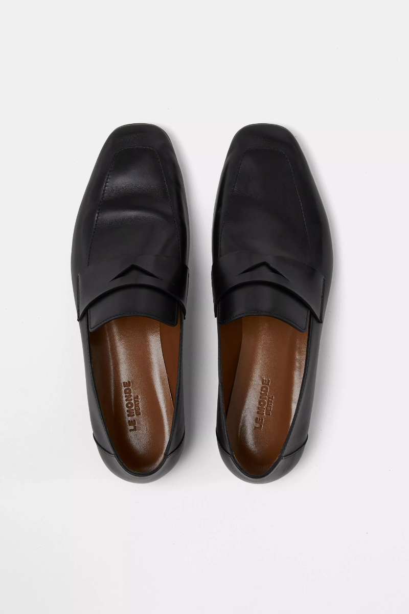 Soft Placket Loafer - Black Leather