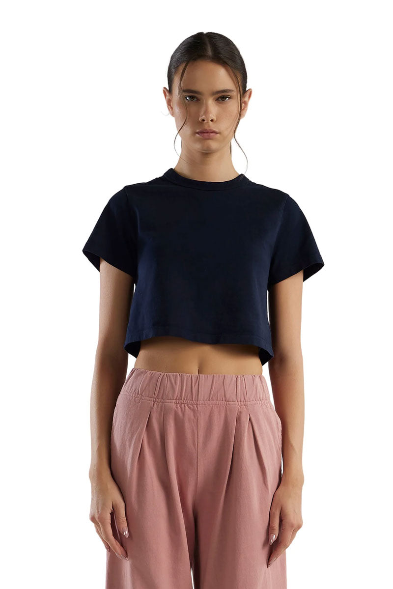 Daria Crop Tee - Navy