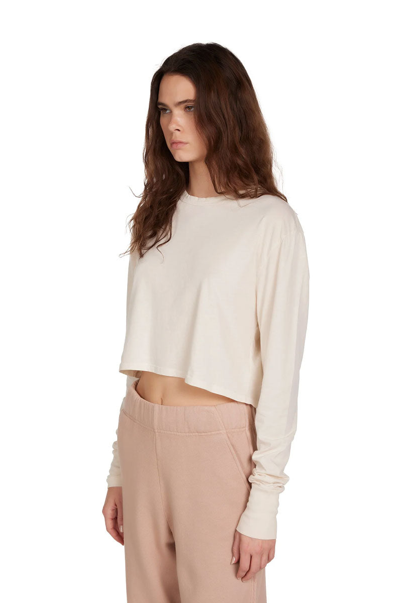 Mert Long Sleeve Crop Tee - Ivory