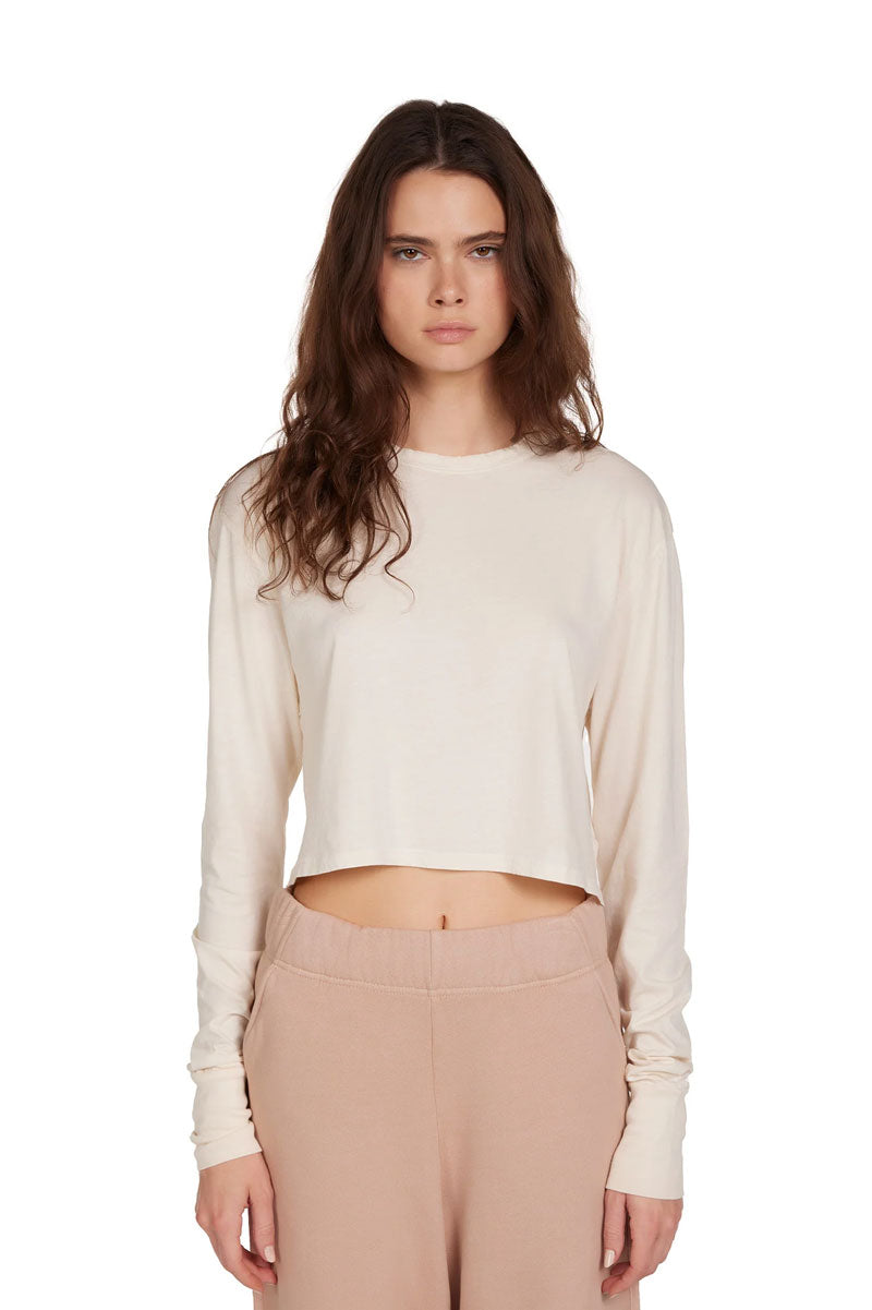 Mert Long Sleeve Crop Tee - Ivory