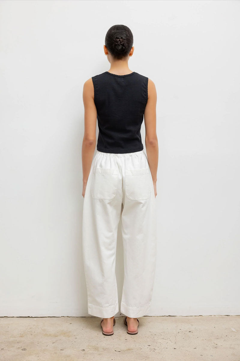 Pointelle Sleeveless Crew - Black