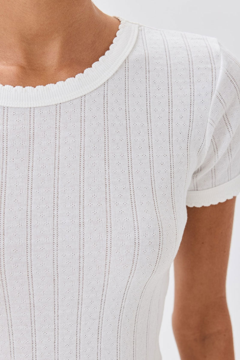 Pointelle Slim Fit Tee - White