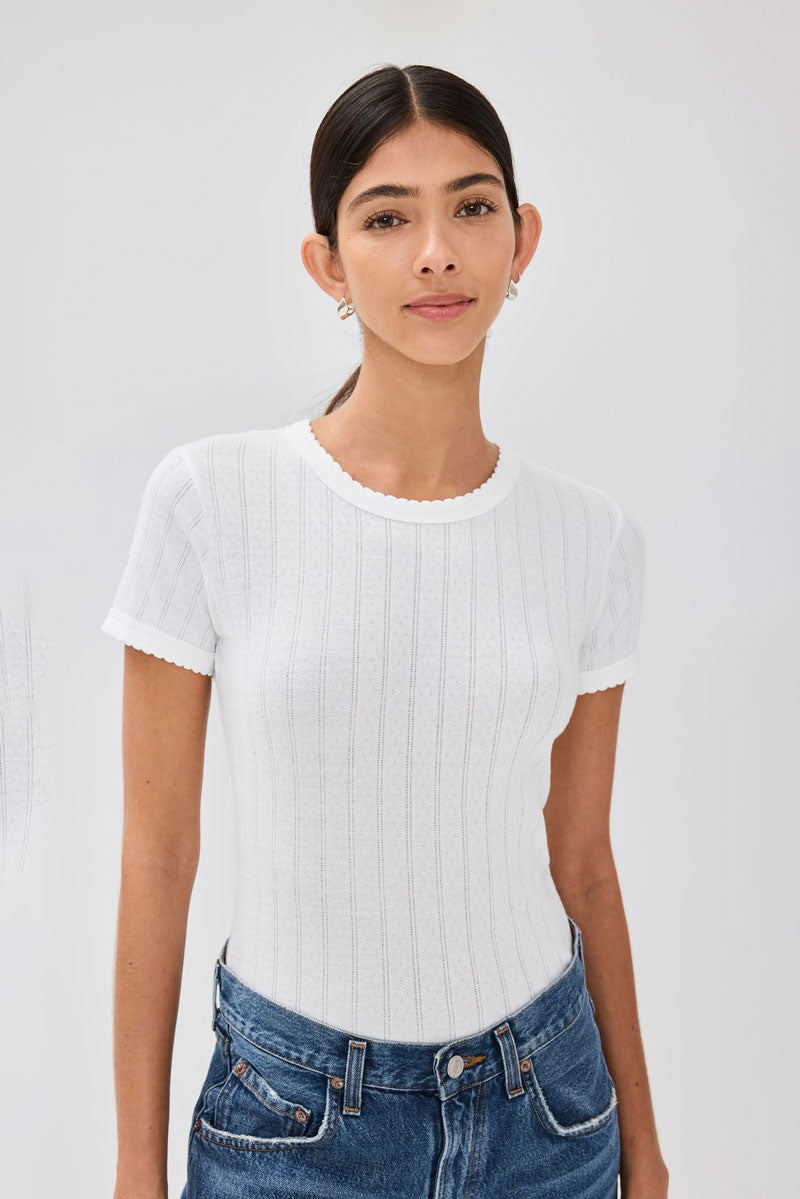 Pointelle Slim Fit Tee - White