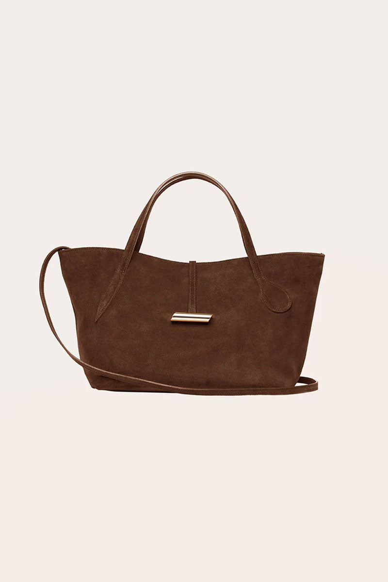 Petite Penne Tote - Dark Brown Suede