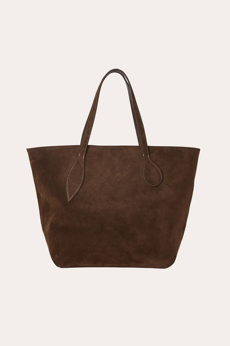 Sprout Tote - Dark Brown Suede