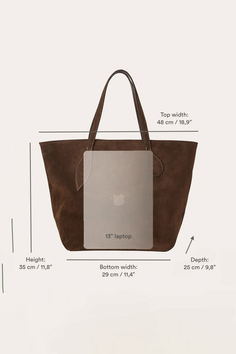 Sprout Tote - Dark Brown Suede