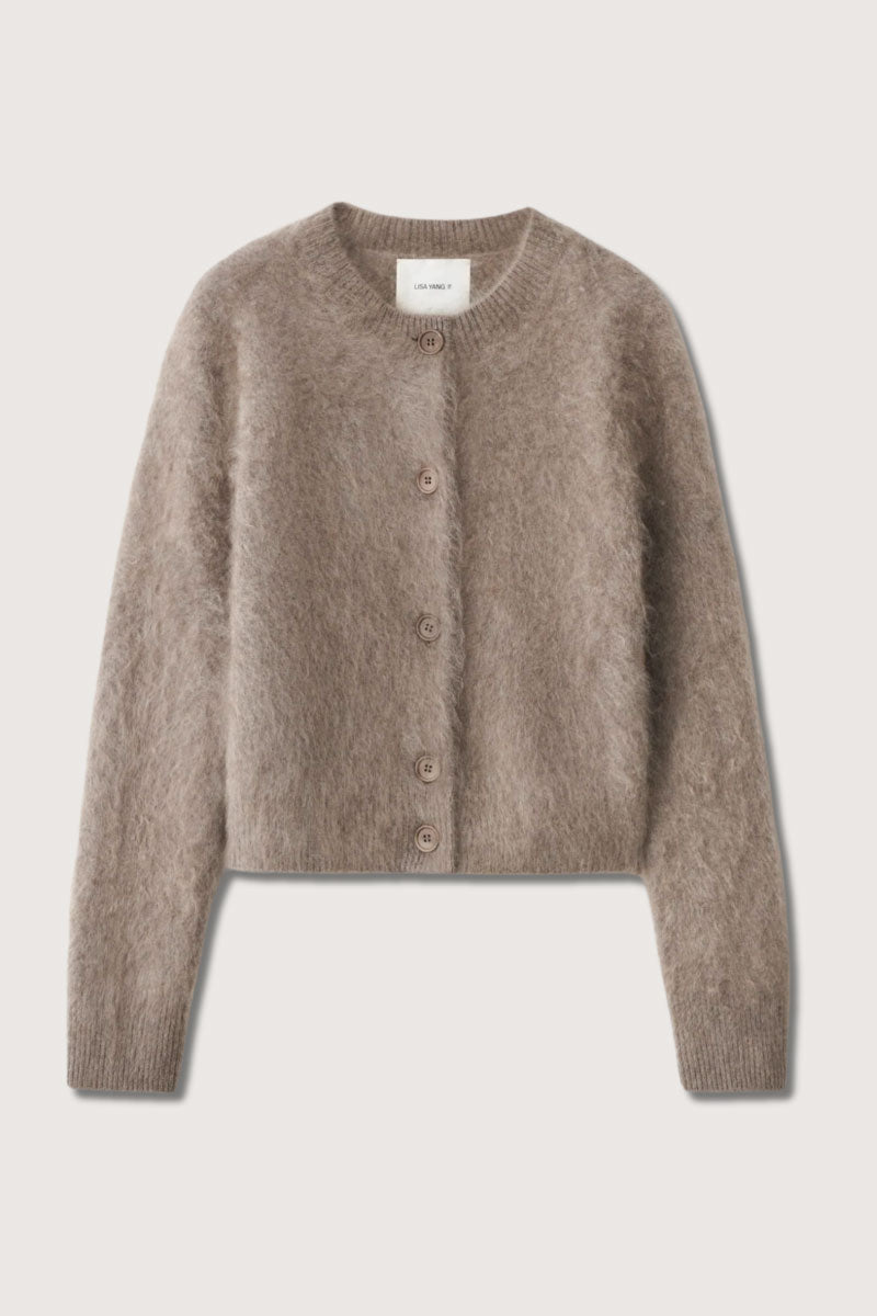 Azalea Brushed Cashmere Cardigan - Truffle