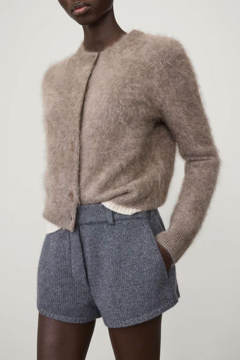 Azalea Brushed Cashmere Cardigan - Truffle