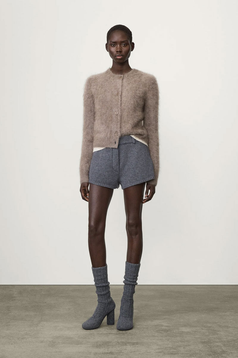 Azalea Brushed Cashmere Cardigan - Truffle