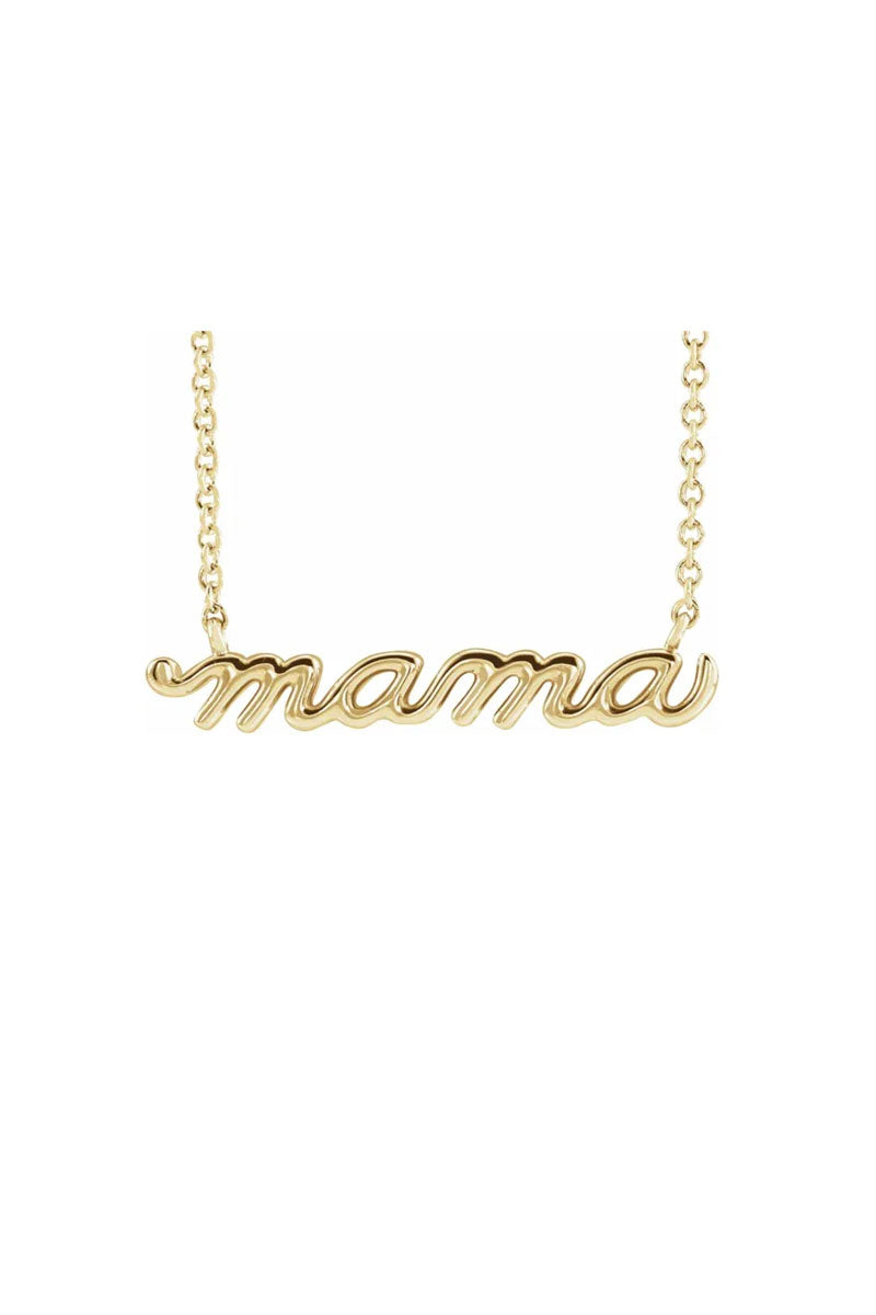 Mini Mama Script Necklace - 14k Yellow Gold