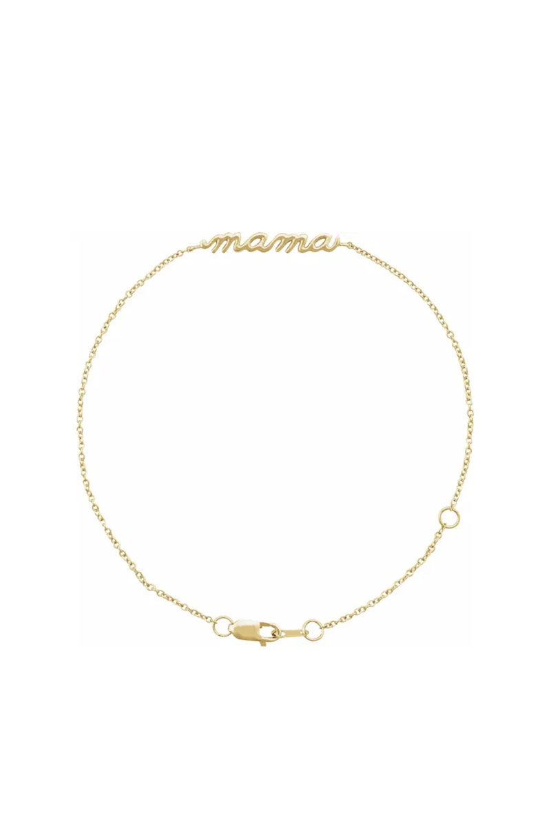 Mini Mama Script Bracelet - 14k Yellow Gold