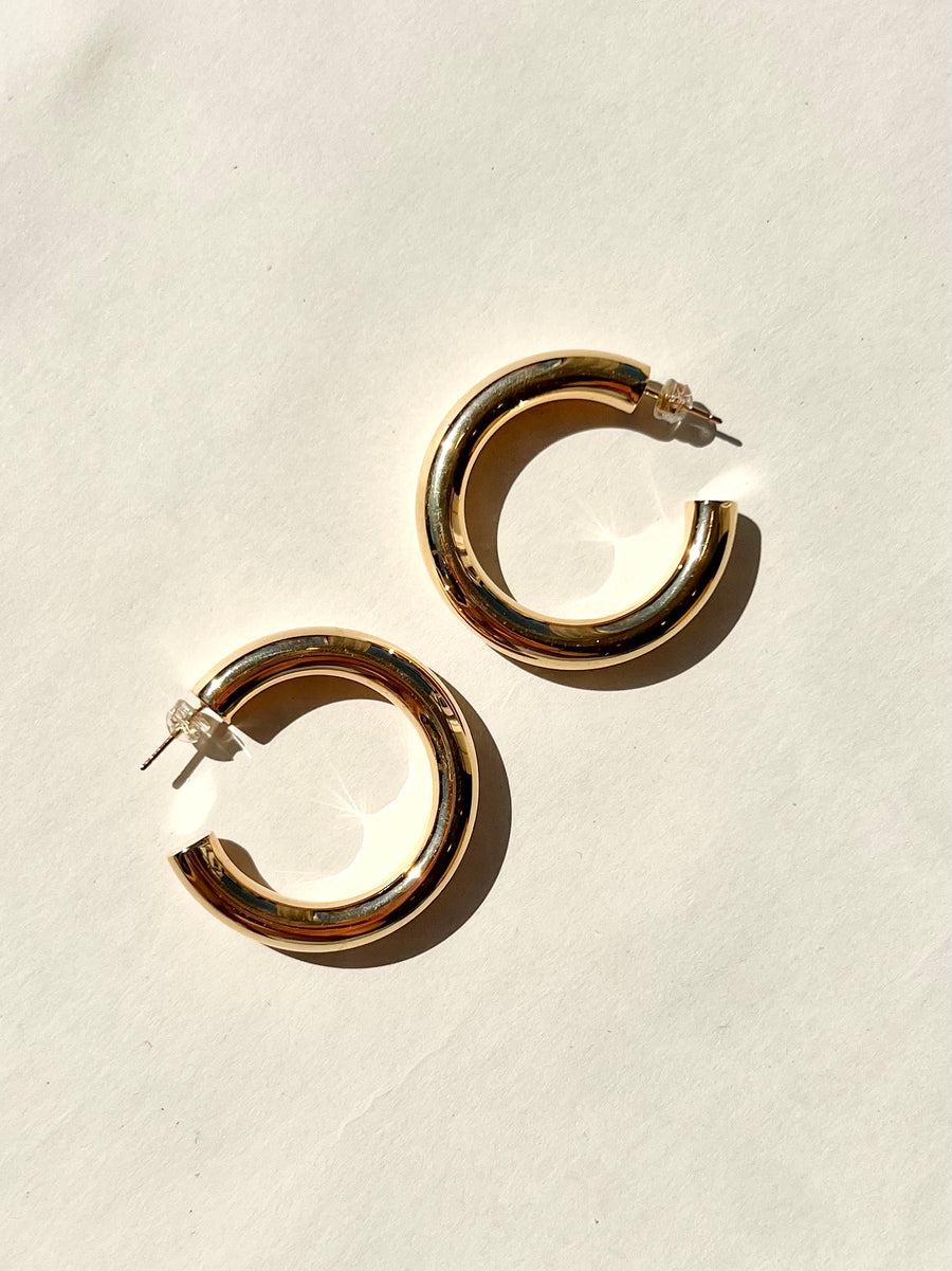 Chunky Large Hoops - Gold Plated