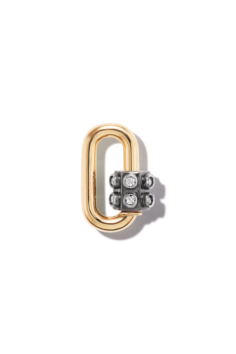 Baby Consuelo Lock - 14k Yellow Gold & White Diamonds Blackened Closure