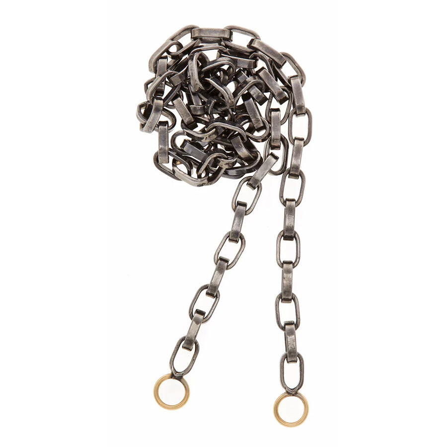 Biker Chain - Blackened Silver Chain w/ Yellow Gold Loops