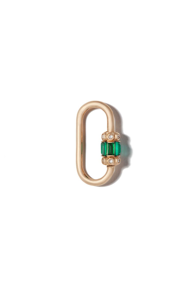Hatshepsut Lock - Diamonds & Emeralds 14k Yellow Gold