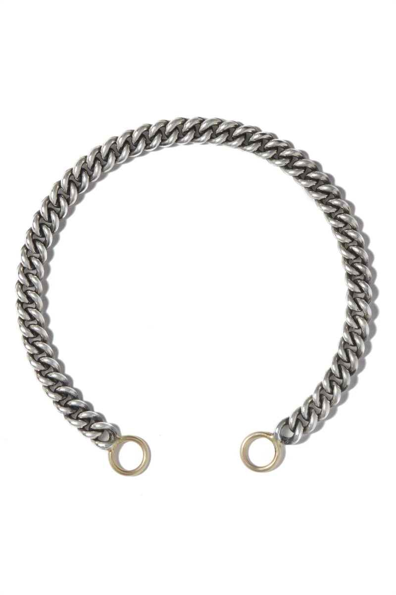 Heavy Curb Chain Bracelet - Silver w/ Yellow Gold Loops