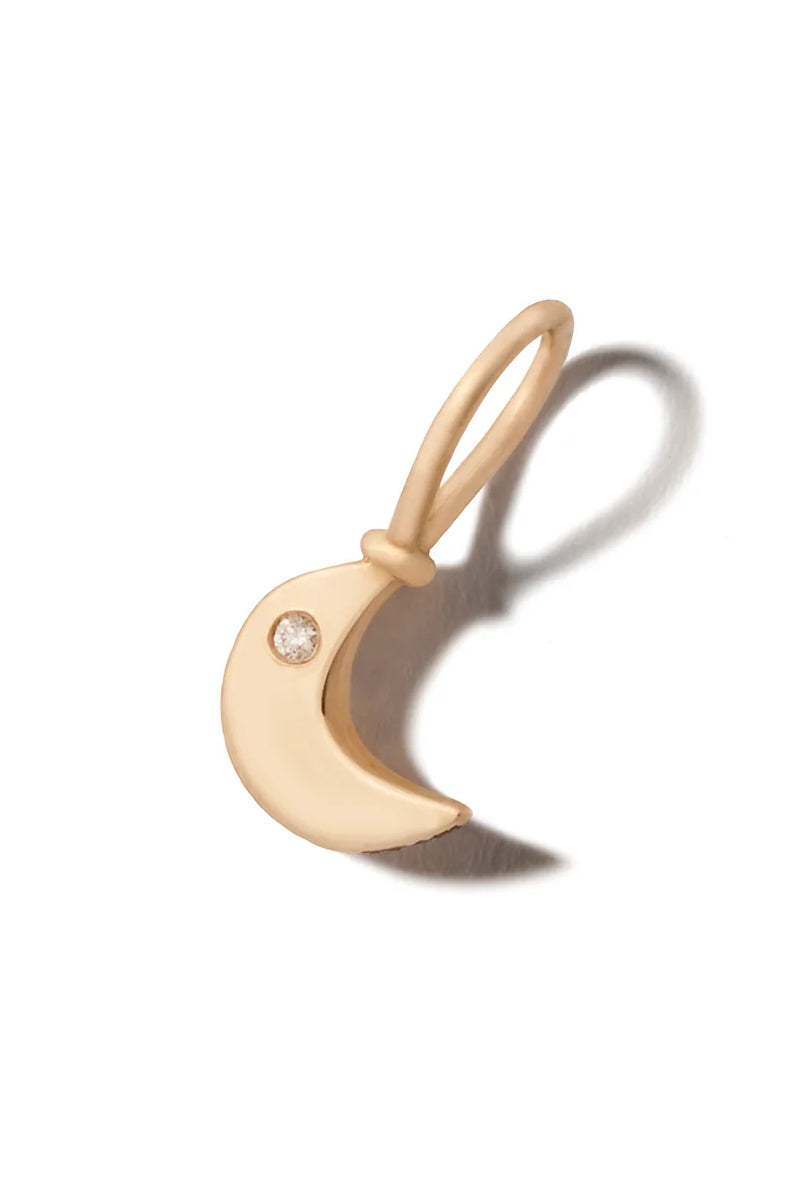 Itty Bitty Moon Charm - Yellow Gold w/ Diamond