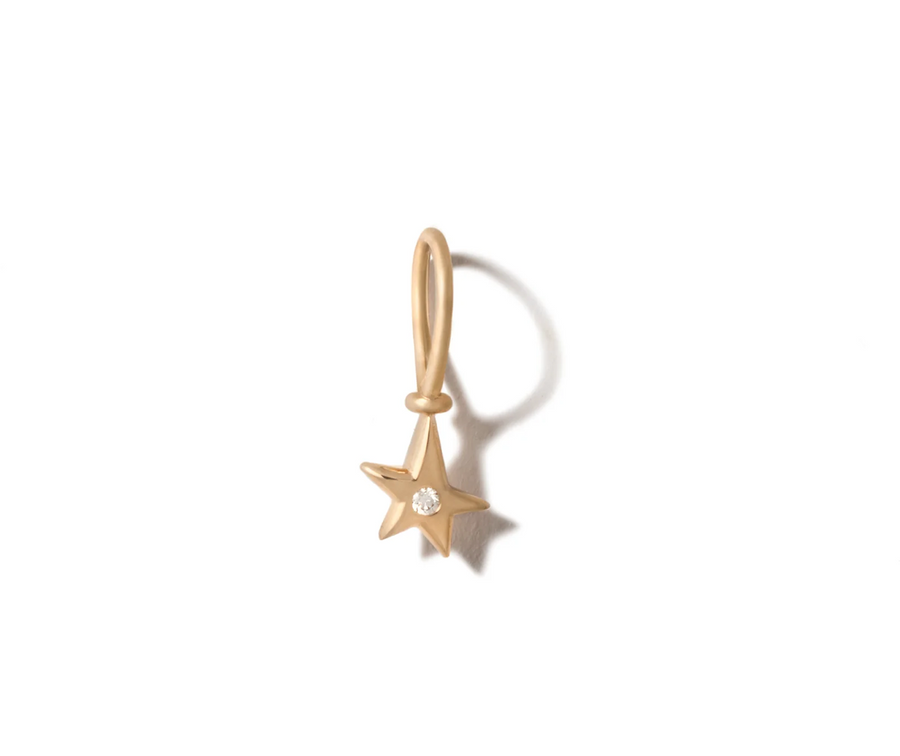 Itty Bitty Star Charm - Yellow Gold With Diamond