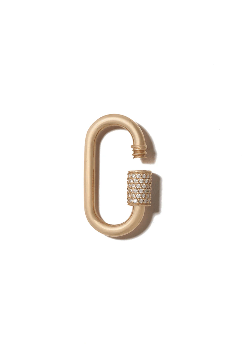 Medium Stoned Lock - 14k Yellow Gold & Diamond