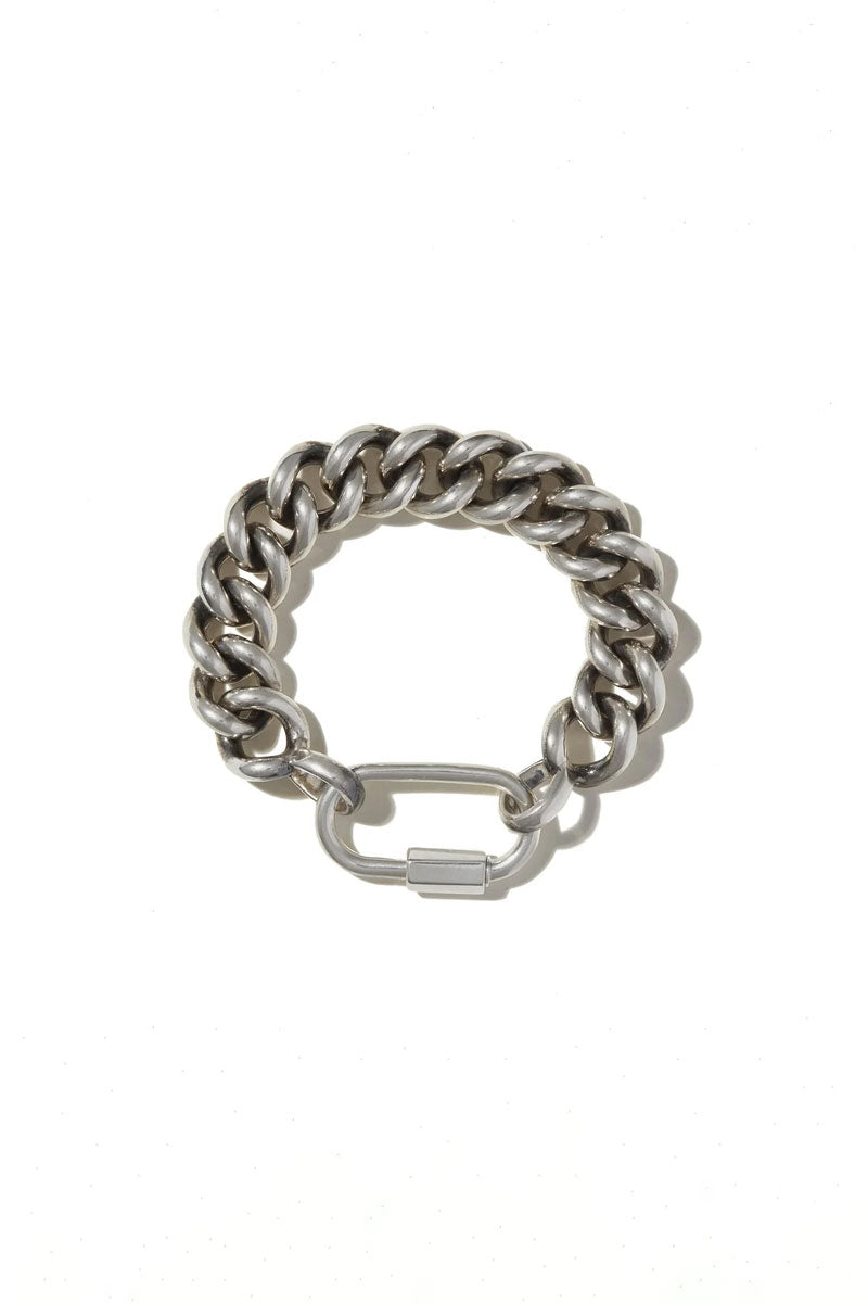 Mega Curb Chain Bracelet - Sterling Silver Chain w/ 14k Yellow Gold Loops