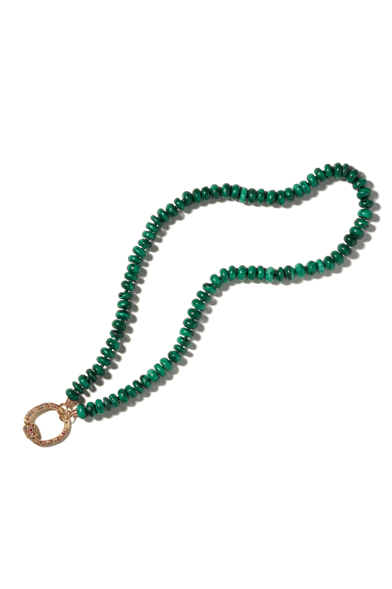 Malachite Rondel Strand - Yellow Gold Loops