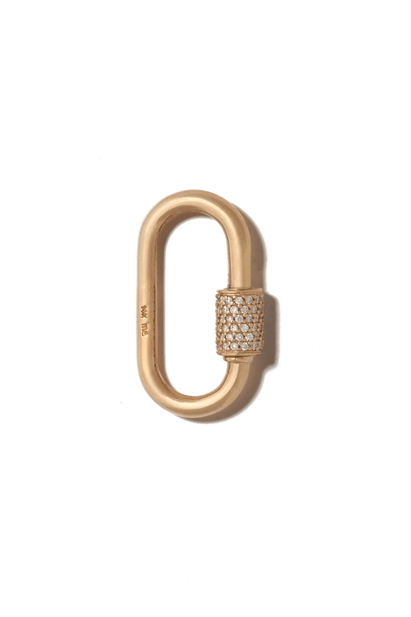 Medium Stoned Lock - 14k Yellow Gold & Diamond