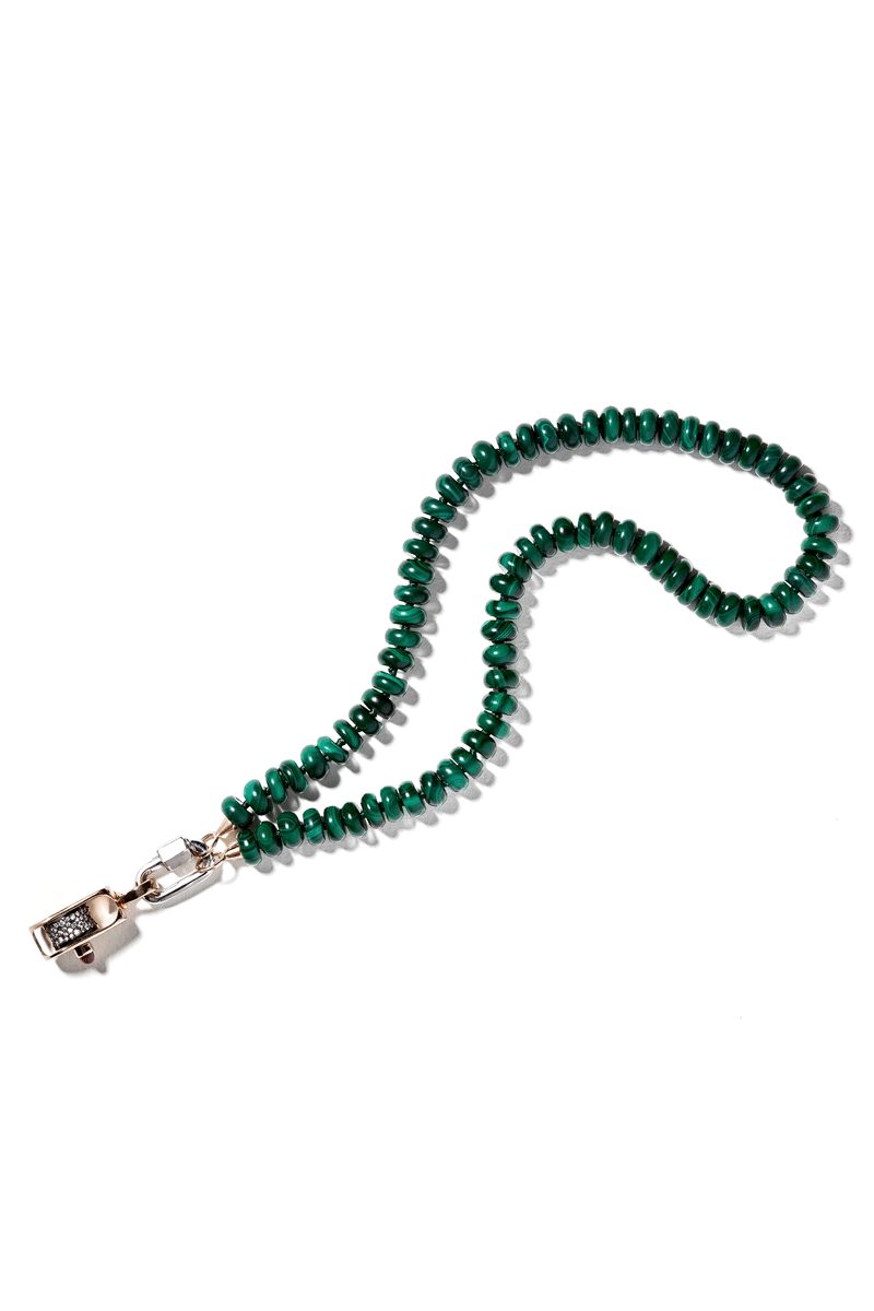 Malachite Rondel Strand - Yellow Gold Loops