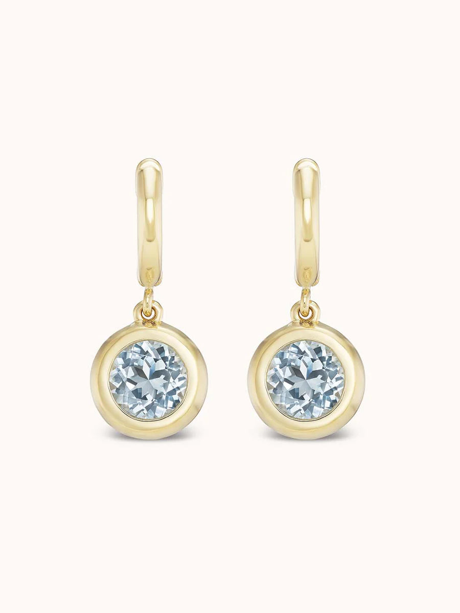 Large Gemma Dangles Aquamarine - Yellow Gold
