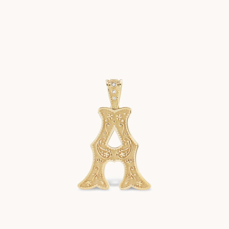 Large Southwestern Letter Charm - Yellow Gold