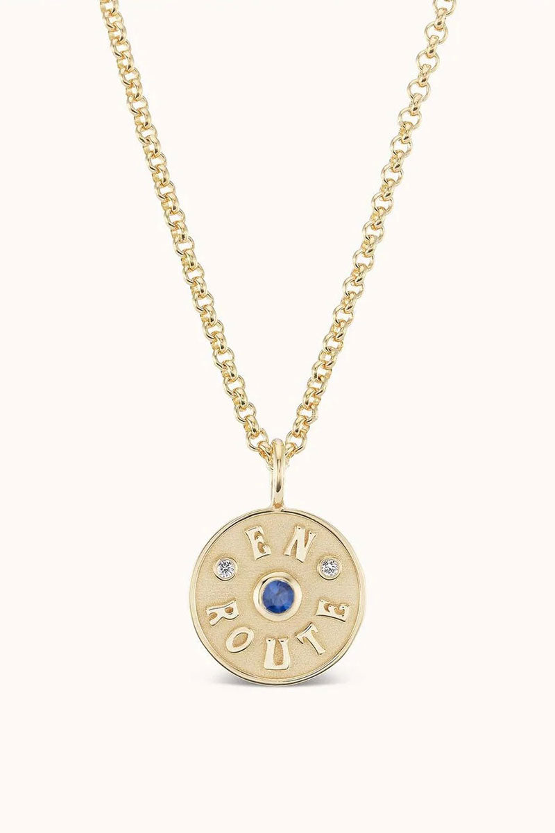 Mini En Route Charm - Sapphire 14k Yellow Gold