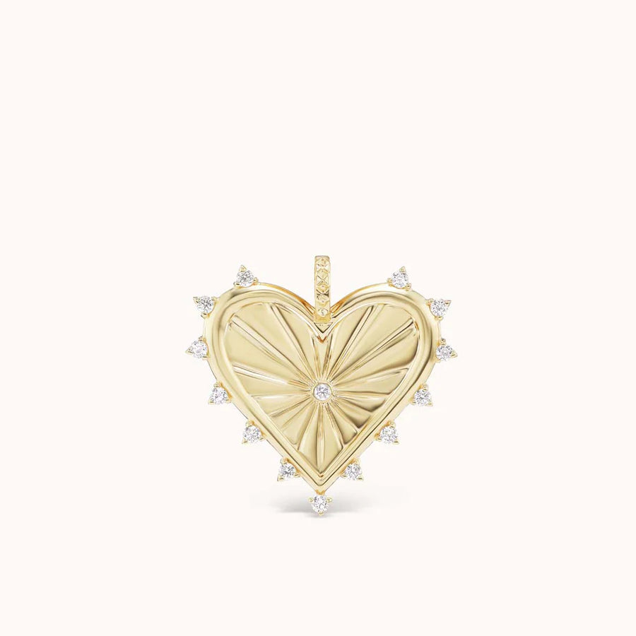 Spiked Heart Charm Diamond - Yellow Gold