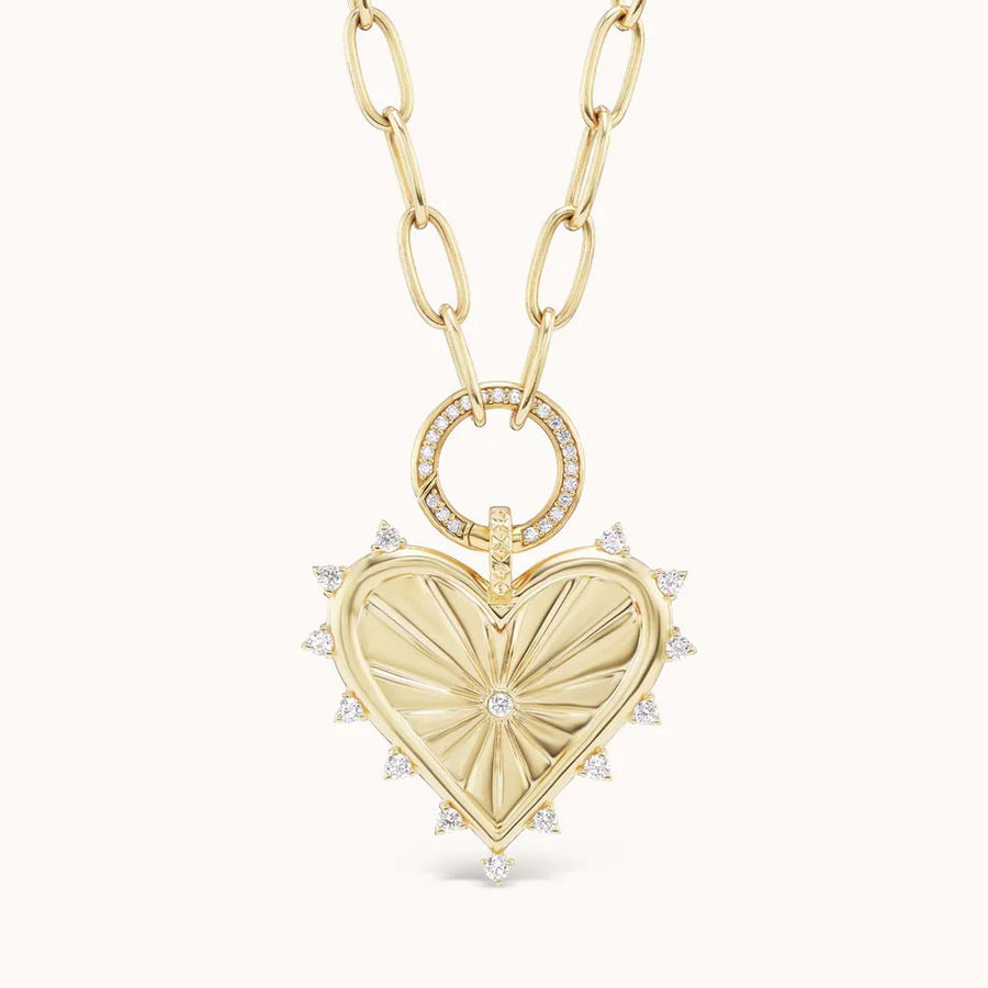 Spiked Heart Charm Diamond - Yellow Gold